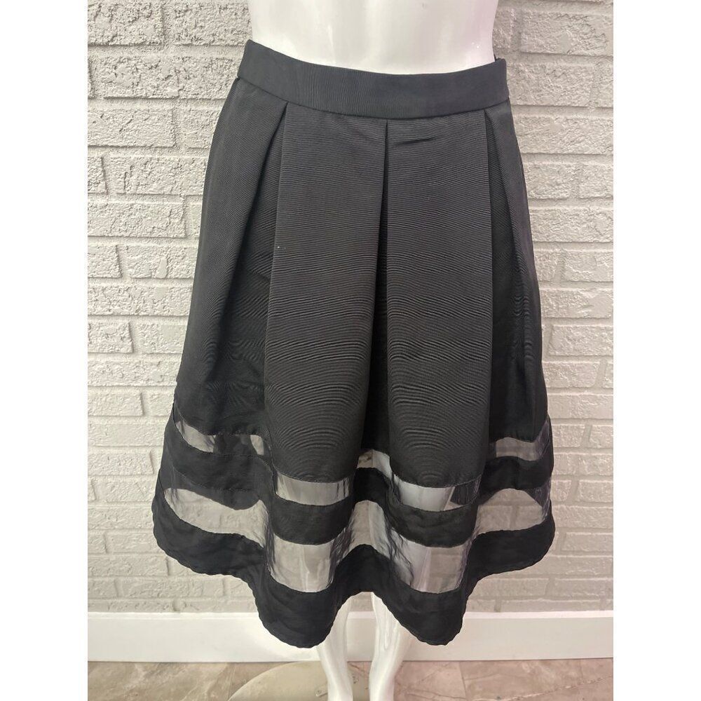 Express Women Black Pleated Illusion Knee Length Skirt Size 2 - Picture 3 of 10